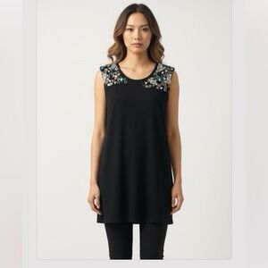 NWOT BCBGMaxAzria Black Top with Geometric Embellishments